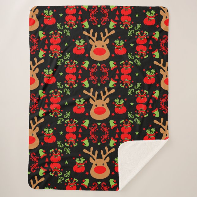 Manta Sherpa Divertidos Navidades Elf envueltos (Anverso)