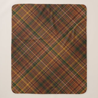 Manta Sherpa Doble Plaid Otoñal Marrón, Rojo Herrumbre y Verde