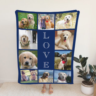 Manta Sherpa Dog Love 10 Collage de fotos Blue