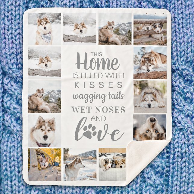 Manta Sherpa Dog Lover Mascota Collage de fotos personalizado F (Subido por el creador)