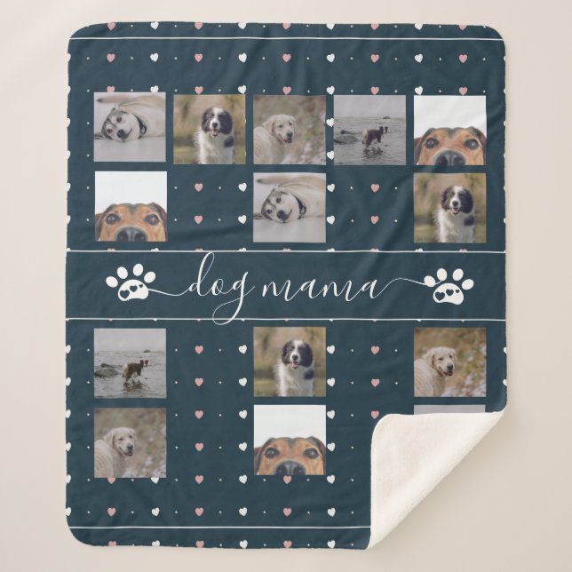 Manta Sherpa Dog Mama, 5 Photo Keepsake Sherpa Blanket (Anverso)