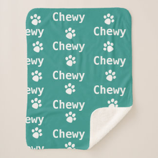 Manta Sherpa Dog Paw Name Green White