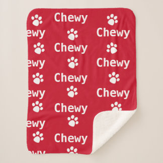 Manta Sherpa Dog Paw Name Red White
