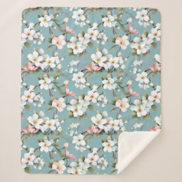 Manta Sherpa Dogwood azul de primavera