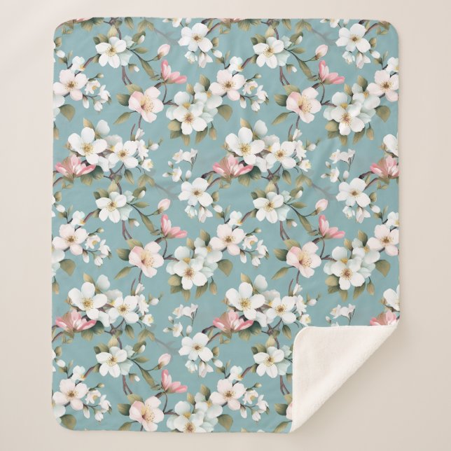Manta Sherpa Dogwood azul de primavera (Anverso)