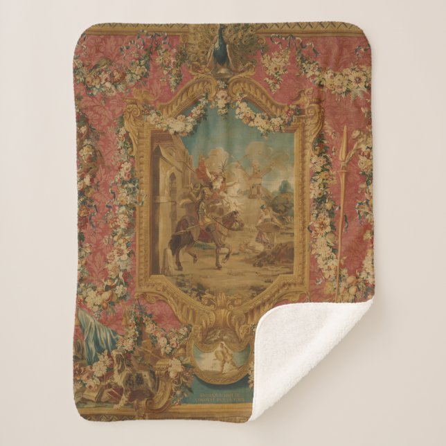 Manta Sherpa Don Quixote Guided by Folly, 18th century tapestry (Anverso)