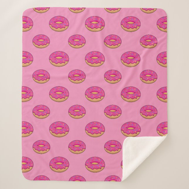 Manta Sherpa Donut de fresa con Personalizado Sprinkles (Anverso)