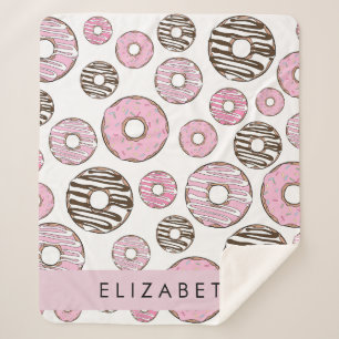 Manta Sherpa Donuts rosados, Donuts blancos, rociadores, tu nom