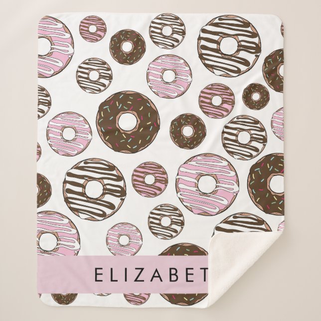 Manta Sherpa Donuts rosados, donuts marrones, rociadores, tu no (Anverso)