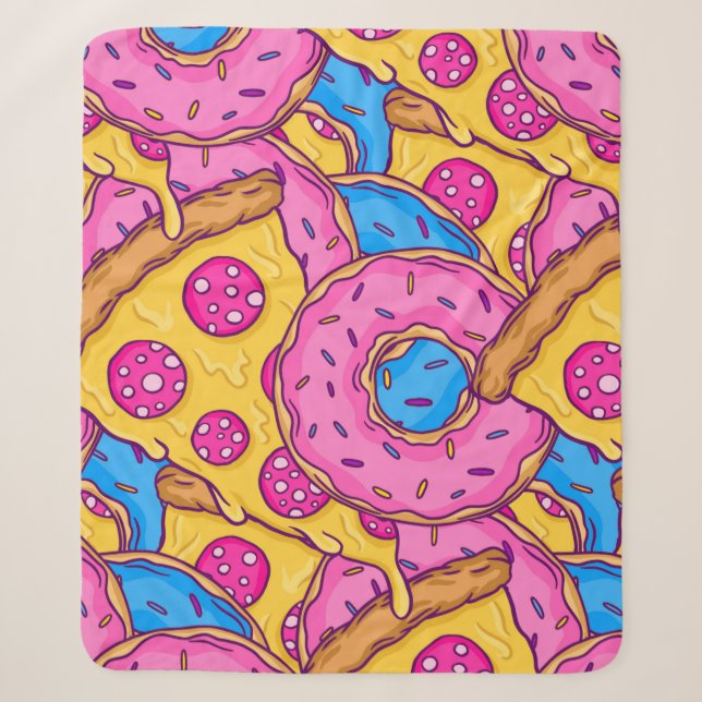 Manta Sherpa donuts rosados pizza doughnut (Anverso)