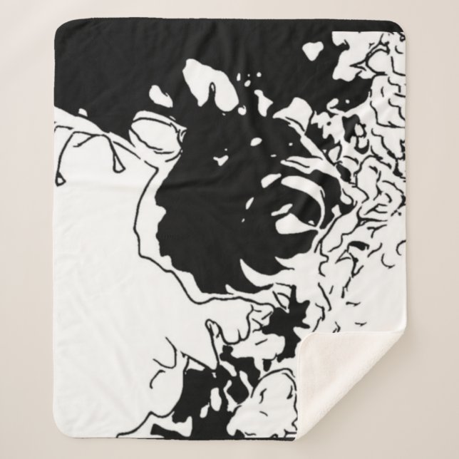 Manta Sherpa Doodle de flores (Anverso)