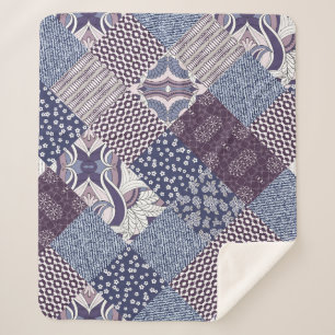 Manta Sherpa Doodle De Patchwork: Viejo Boho Seamless.