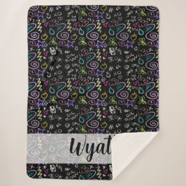 Manta Sherpa Doodles BFF - Patrón Purpurina falso