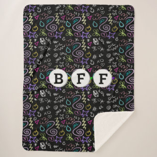 Manta Sherpa Doodles BFF - Patrón Purpurina falso (3 cuentas)