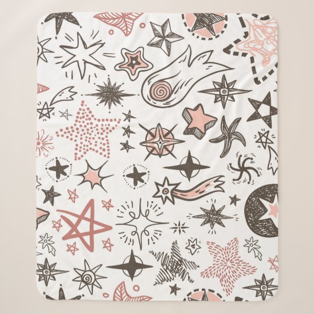 Manta Sherpa Doodles cósmicos: estrellas y cometas (Anverso)