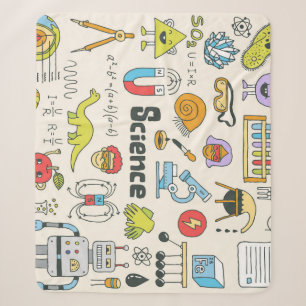 Manta Sherpa Doodles de ciencia: conjunto de escuelas de mano.