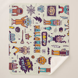 Manta Sherpa Doodles de Halloween, conjunto impecable personali