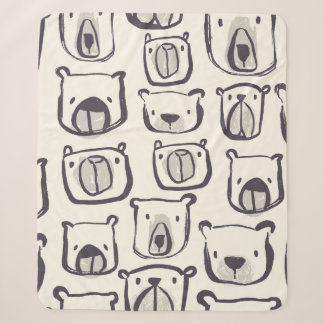 Manta Sherpa Doodles dibujados a mano en la cara de oso ilustra