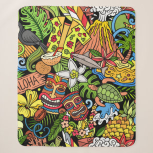 Manta Sherpa Doodles personalizados de Hawaii patrón sin fisura