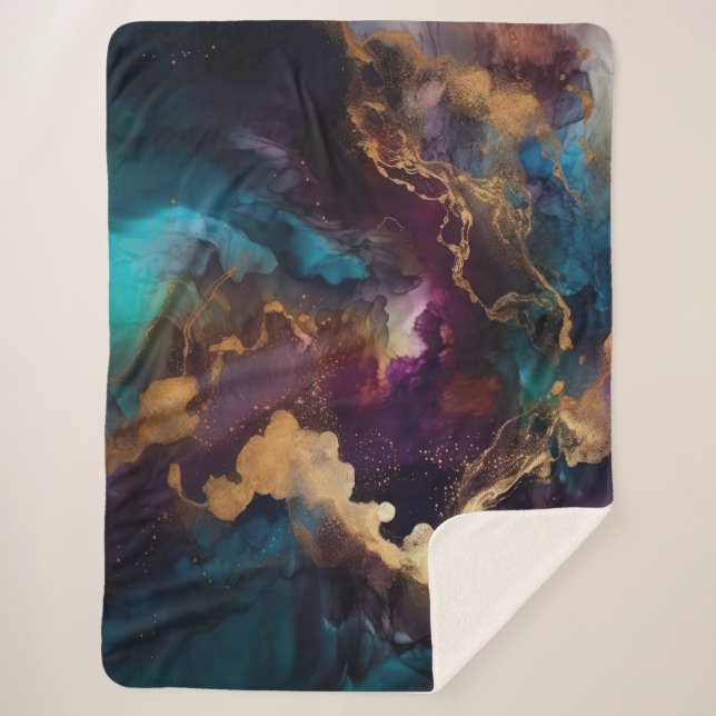 Manta Sherpa Dorado, azul y morado Sherpa Blanket (Anverso)
