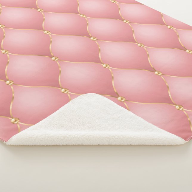 Manta Sherpa Dorado de lujo Rubor Rosa Gold Diamond Sherpa Blan (3/4)