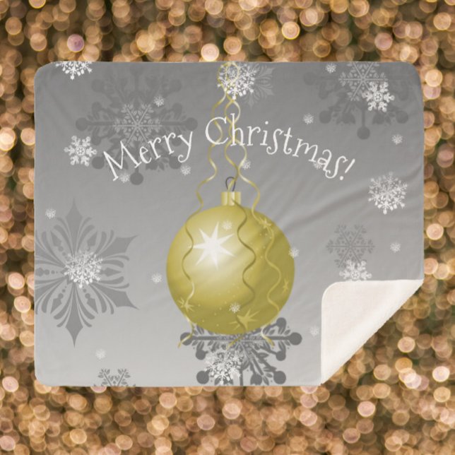 Manta Sherpa Dorado Fancy Christmas Ornamet Sherpa Blanket (Gold Fancy Christmas Ornament Sherpa Blanket)