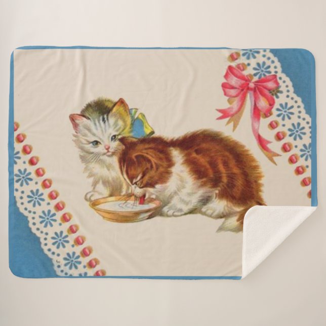 Manta Sherpa dos adorables gatitos impresos (Anverso (horizontal))
