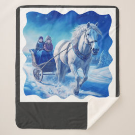 Manta Sherpa Dos Chicas Jóvenes En Un Snowowley En Sleigh