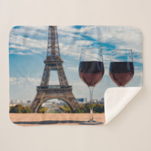 Manta Sherpa Dos copas de vino con Torre Eiffel