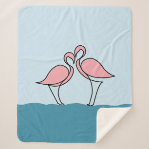 Manta Sherpa Dos flamencos rosas en medio de agua