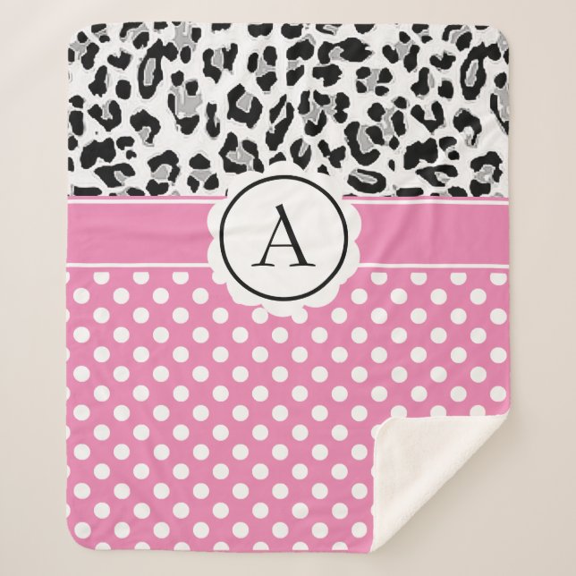 Manta Sherpa Dosis onduladas y animales imprimir monograma (Anverso)