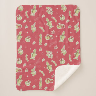Manta Sherpa Dr. Seuss El Grinch Patrón Navideño Rojo
