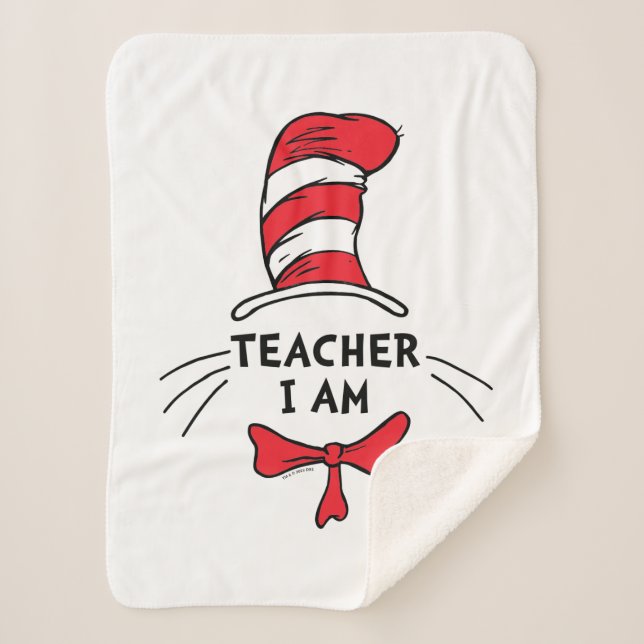 Manta Sherpa Dr. Seuss | Gato en el Gorra - Profesor que soy (Anverso)