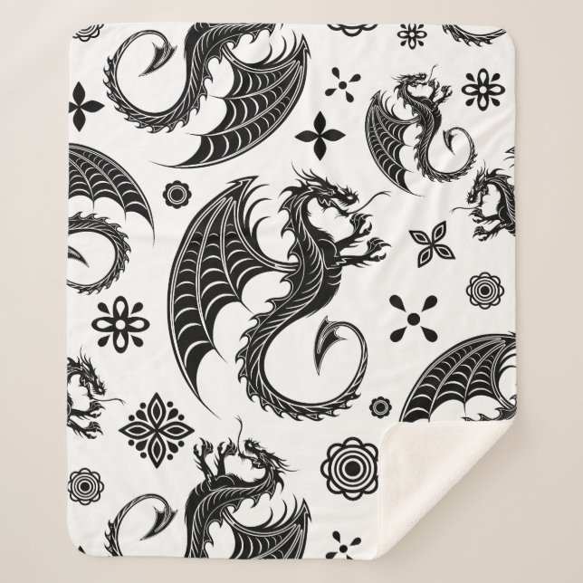 Manta Sherpa Dragon Black Shape Tattoo Style (Anverso)