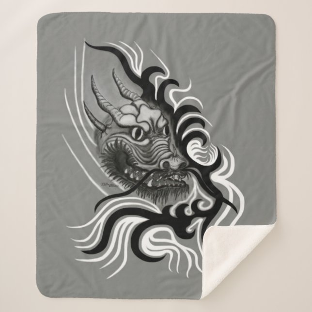 Manta Sherpa Dragón chino en tatuaje (Anverso)