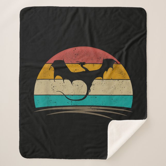 Manta Sherpa Dragón de Dragón Retro de Camisas Dragónicas Mític (Anverso)