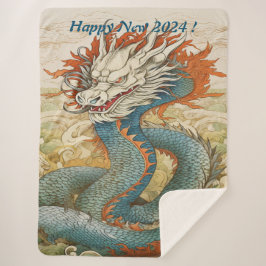 Manta Sherpa Dragón feliz 2024 Año No3