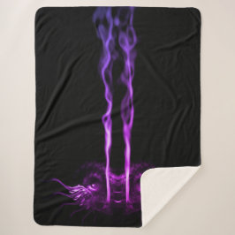 Manta Sherpa Dragón negro y púrpura de humo