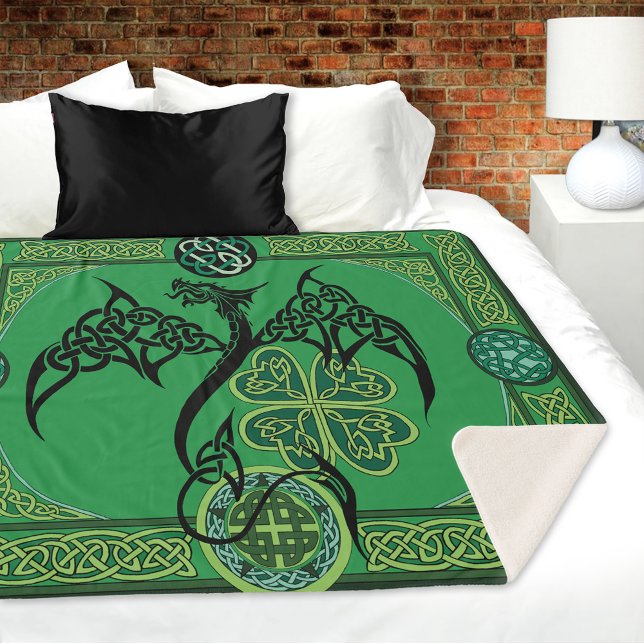 Manta Sherpa Dragón Verde Irlandés Celta (Subido por el creador)