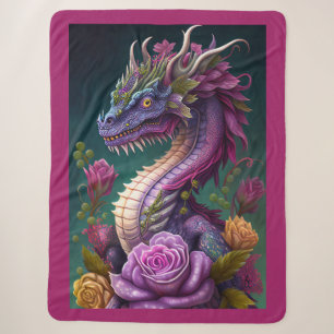 Manta Sherpa Dragón y flores