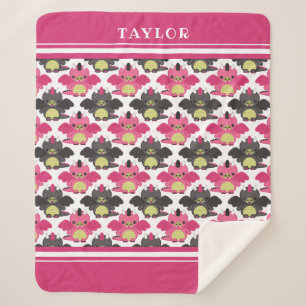 Manta Sherpa Dragones rosados y negros del bebé - nombre