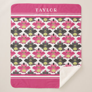 Manta Sherpa Dragones rosados y negros del bebé - nombre