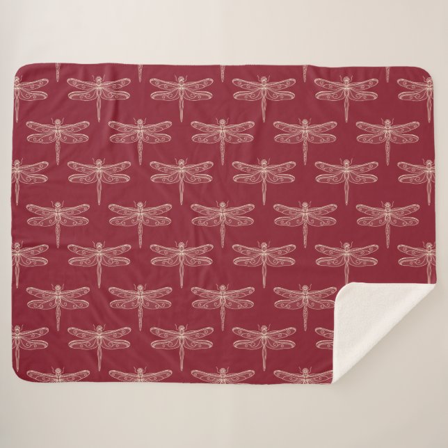 Manta Sherpa Dragonflies on Brick Red (Anverso (horizontal))