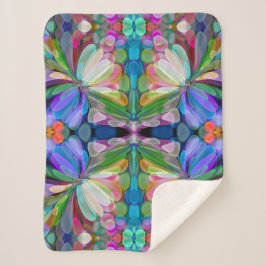 Manta Sherpa Dragonfly Wildflower Garden Abstract Floral