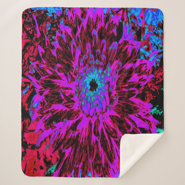 Manta Sherpa Dramática Crimson Red, Purple y Black Dahlia (Anverso)