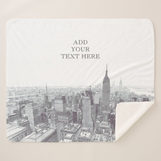 Manta Sherpa Drawing of New York City Landscape Custom (Anverso (horizontal))