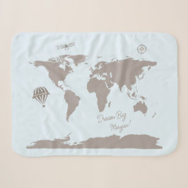 Manta Sherpa Dream Big World Traveller Blue Personalized baby