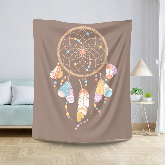 Manta Sherpa Dreamcatcher del Boho Tribal en Brown (Subido por el creador)