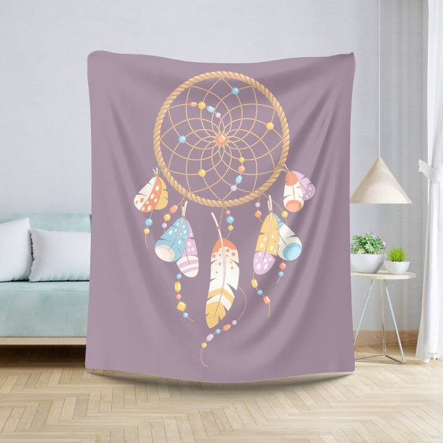 Manta Sherpa Dreamcatcher del Boho Tribal en Purple (Subido por el creador)