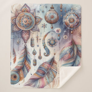 Manta Sherpa Dreamcatcher en un tema bohemio